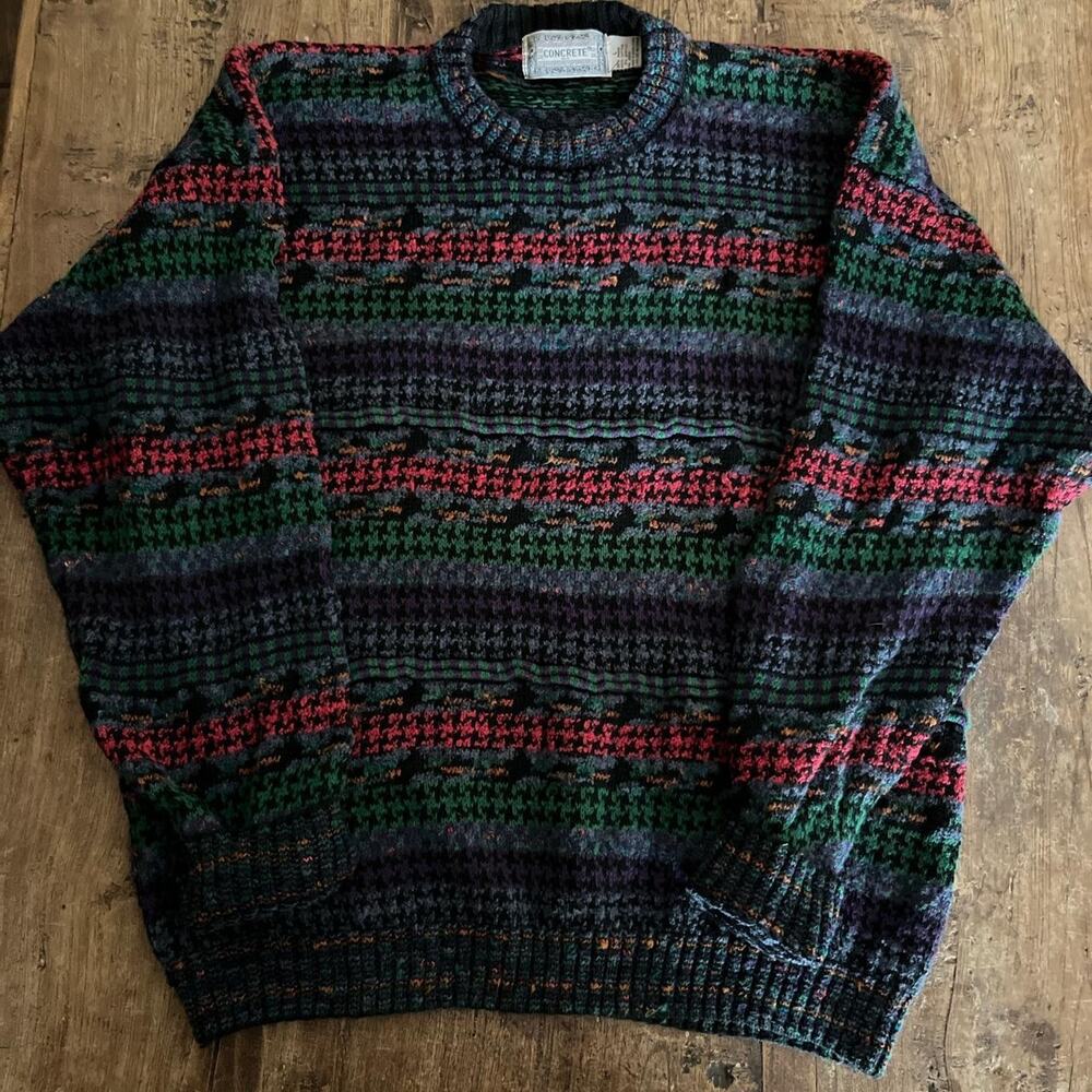 Cozy vintage 80s multi colored Grandpa sweater